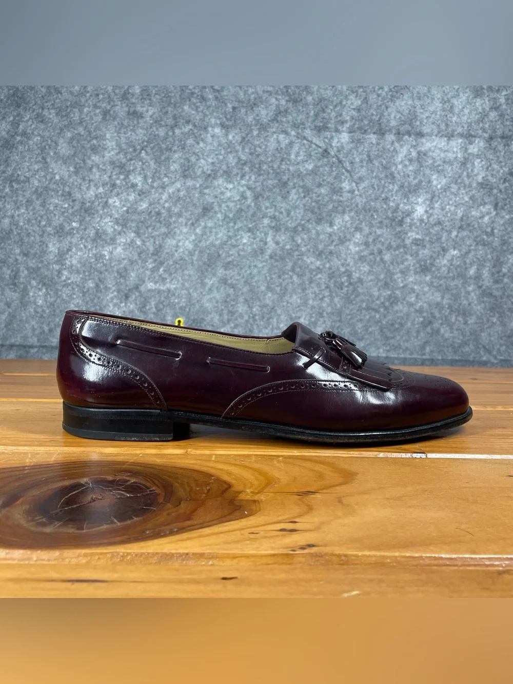 Mezlan Mens 11 B Burgundy Leather Kiltie Tassel Loafer Dress Shoe Made In Spain